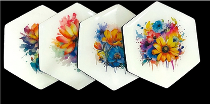 Watercolor Flower Resin Coaster - Handcrafted Home Decor | Wine Coasters