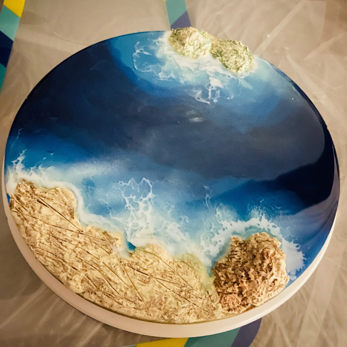 Ocean Art with sand and rock effects decor item